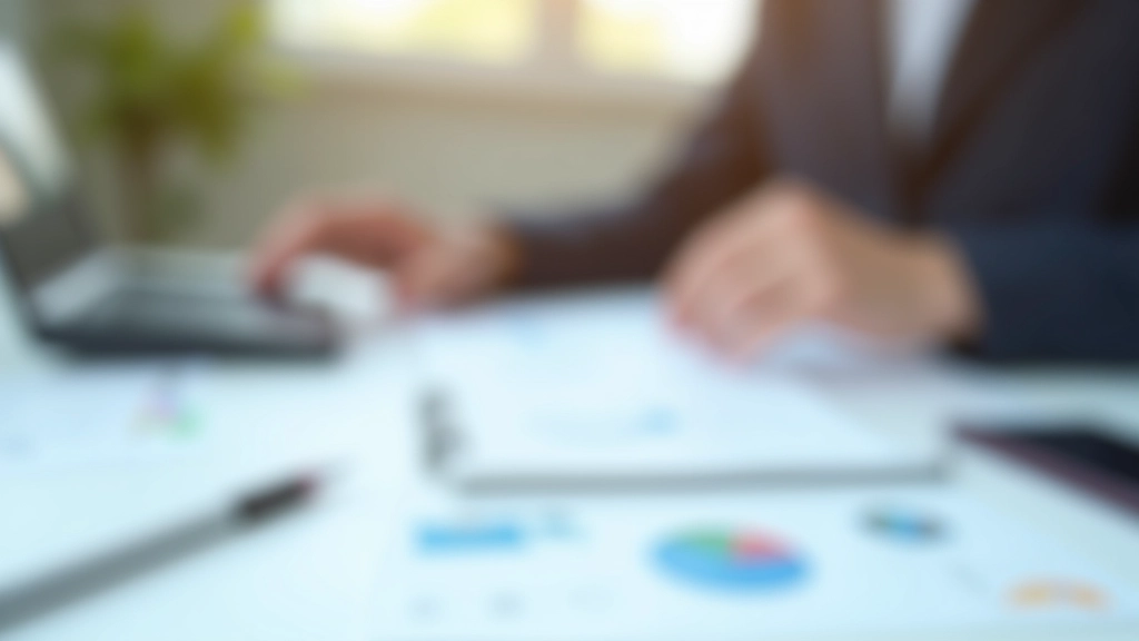 Taschenrechner mit Versicherungsprämien-Berechnung und Finanzdiagrammen auf Schreibtisch