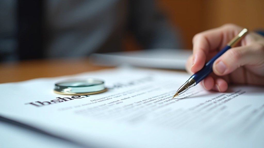 Versicherungsvertrag mit Lupe und Stift zeigt Versicherungsbedingungen