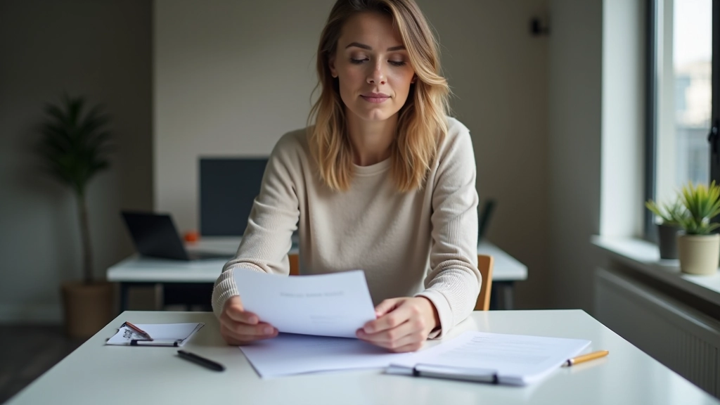 Person studiert Versicherungsdokumente und macht sich Notizen