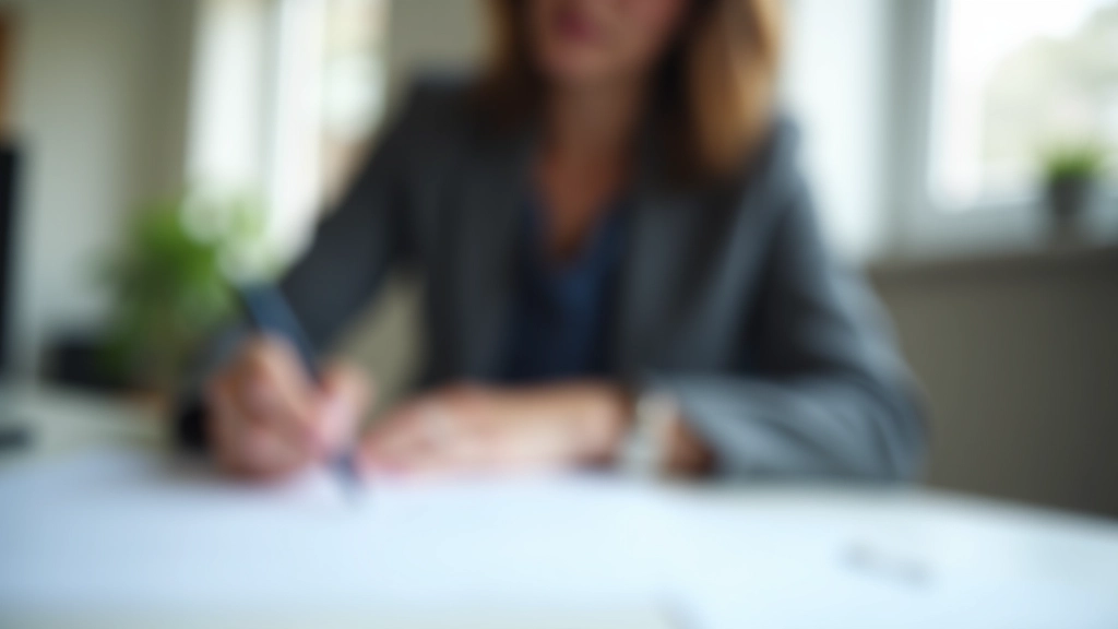 Person unterschreibt Versicherungsantrag im Büro